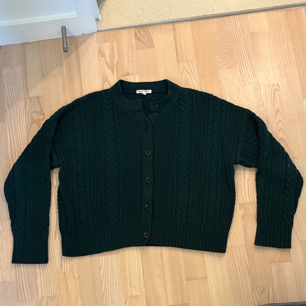 Alex Mill Forest Green Cable Knit Cardigan